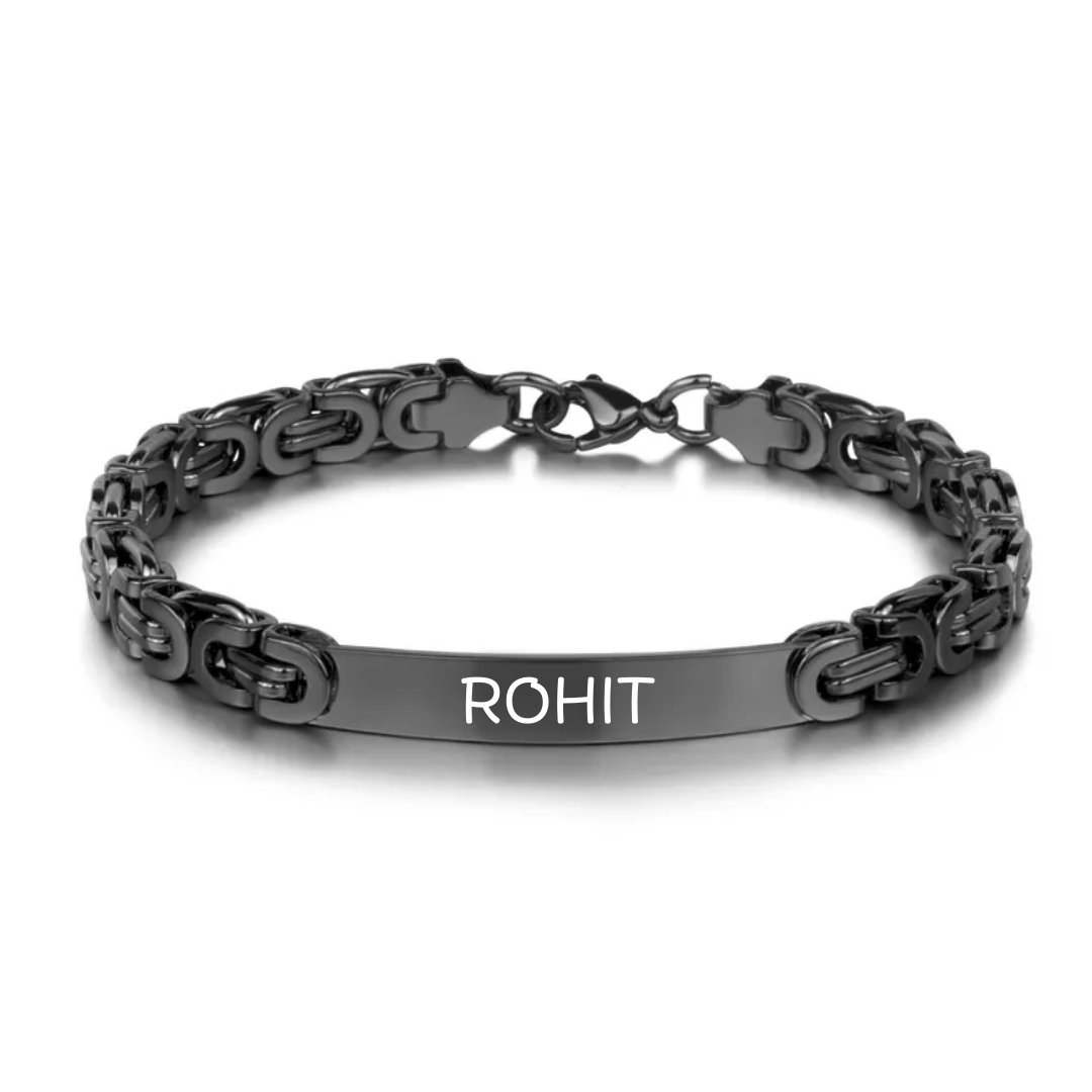 flavouredlove Customized / Personalized Original Design Geometric Stainless Steel Unisex Bracelets - Black color - FLA1002