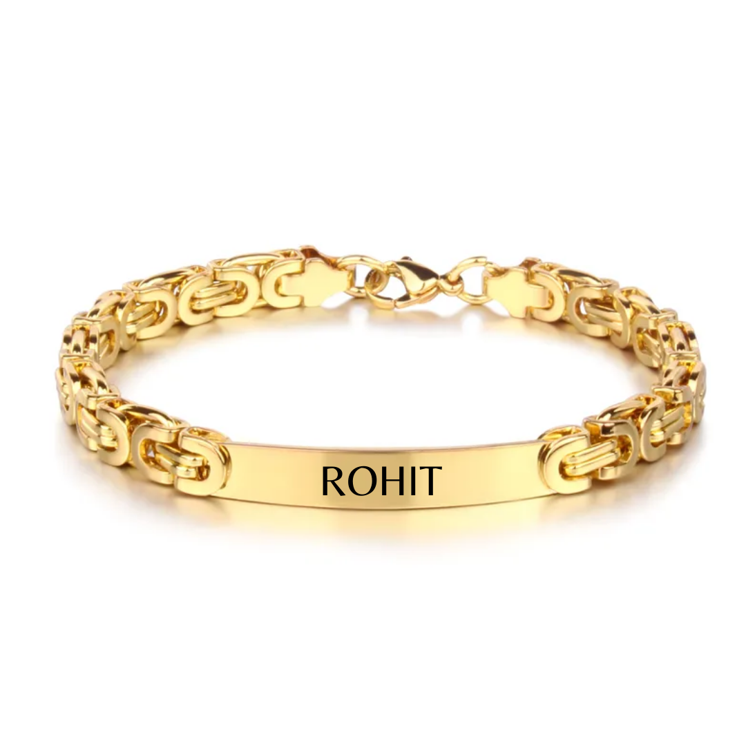 flavouredlove Customized / Personalized Original Design Geometric Stainless Steel Unisex Bracelets - Gold color - FLA1003