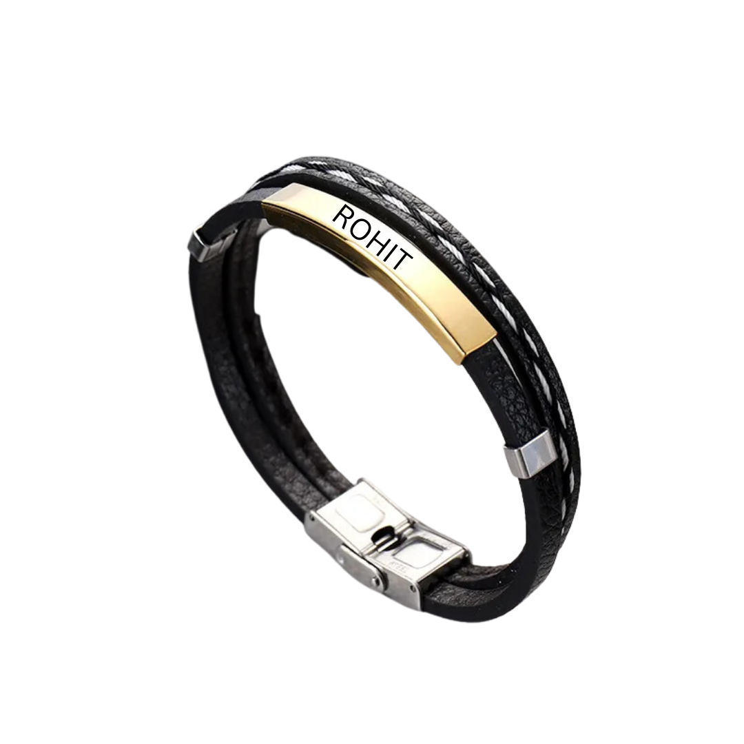 flavouredlove Customized / Personalized Fashion Geometric Stainless Steel Plating Couple Bracelets - Gold Color - FLA1005