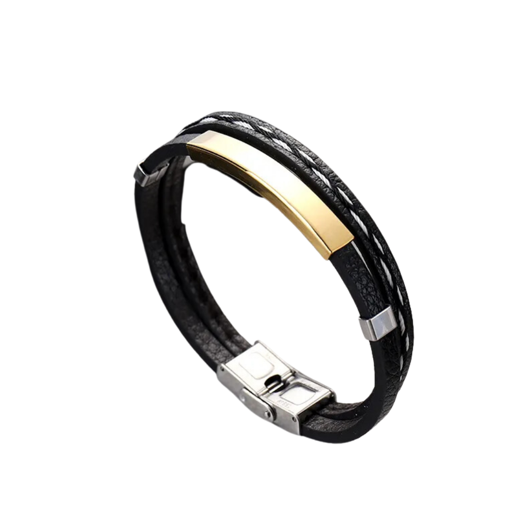 flavouredlove Customized / Personalized Fashion Geometric Stainless Steel Plating Couple Bracelets - Gold Color - FLA1005