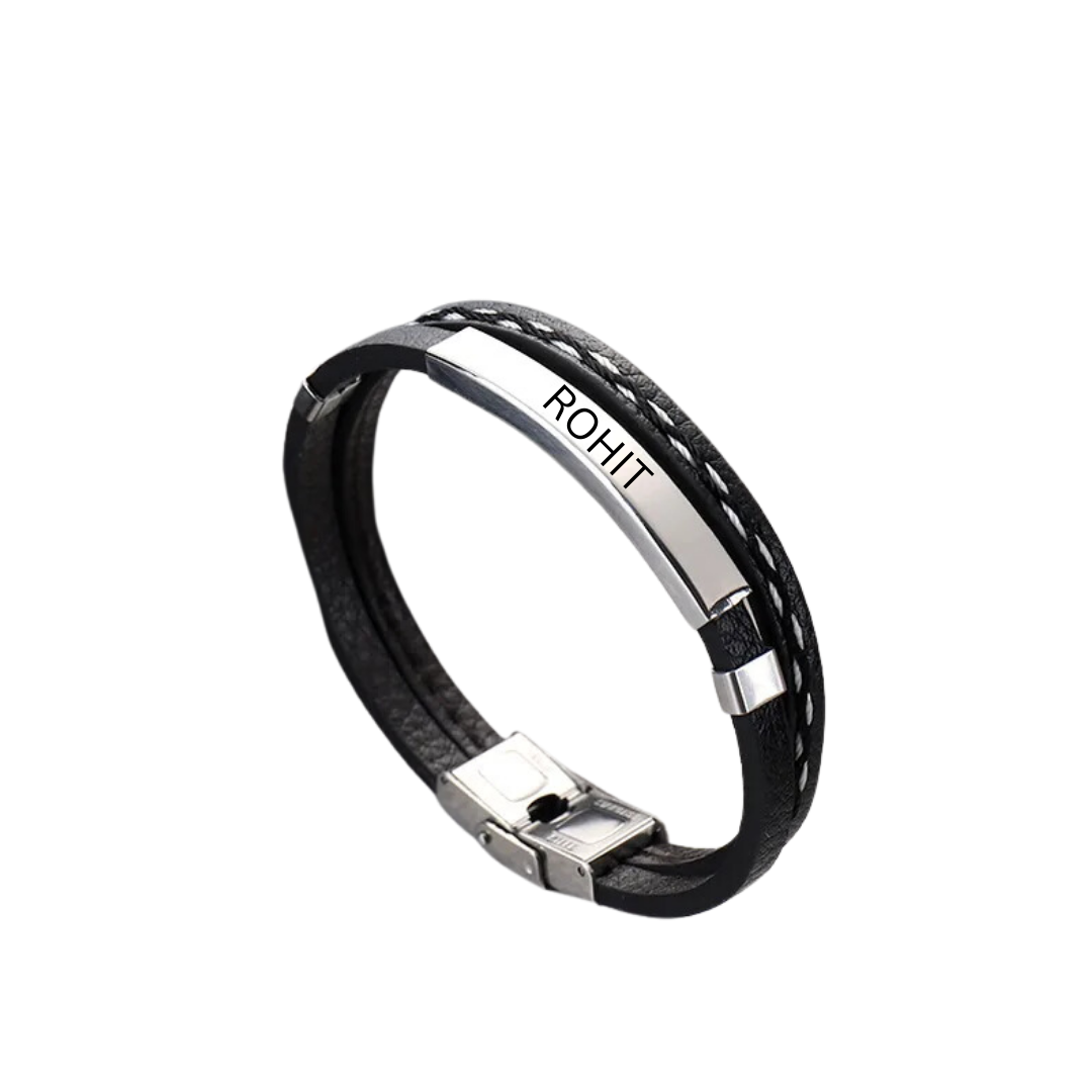 flavouredlove Customized / Personalized Fashion Geometric Stainless Steel Plating Couple Bracelets - Silver Color - FLA1006