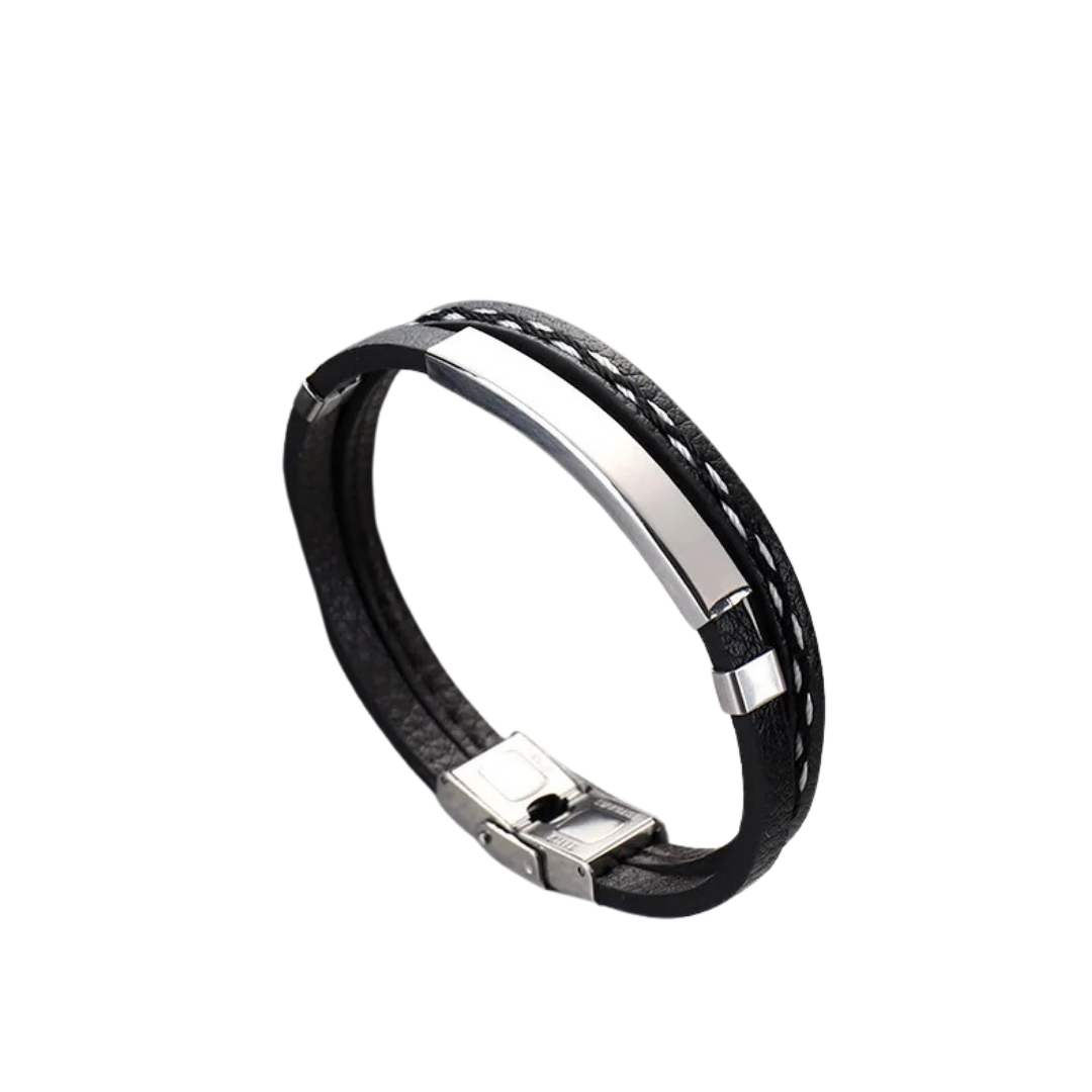 flavouredlove Customized / Personalized Fashion Geometric Stainless Steel Plating Couple Bracelets - Silver Color - FLA1006