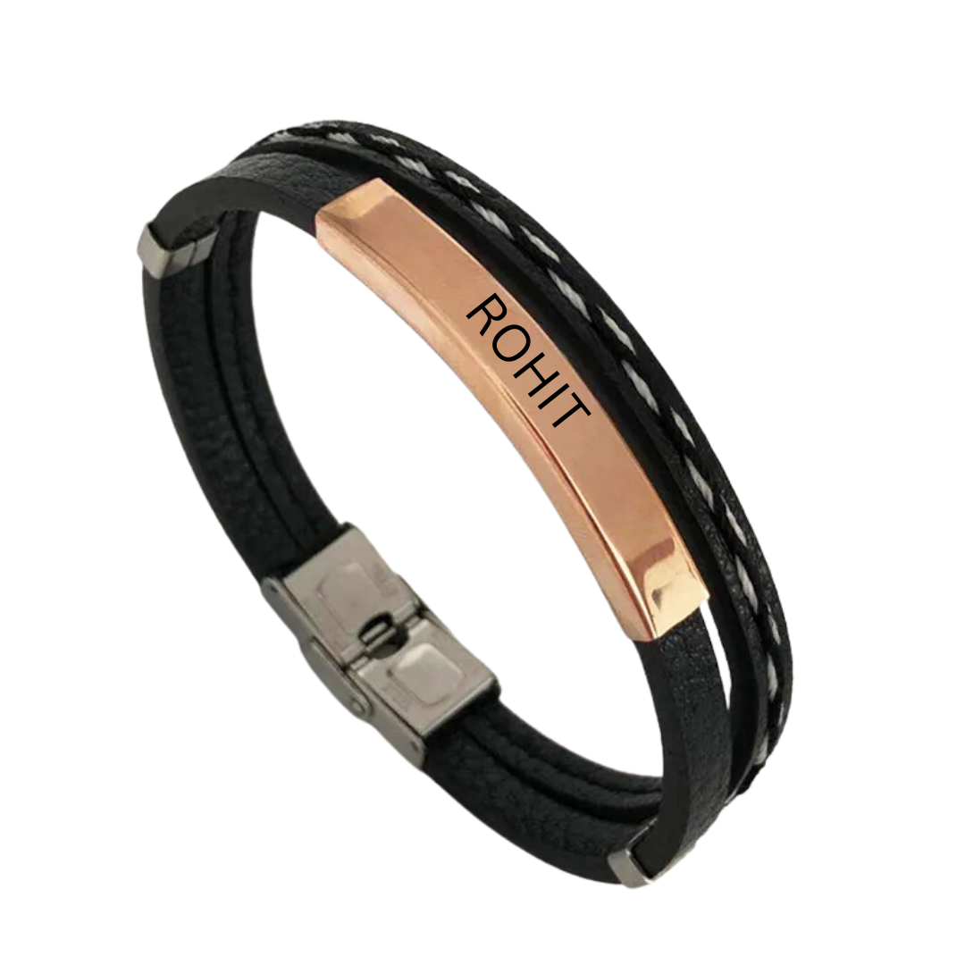 flavouredlove Customized / Personalized Fashion Geometric Stainless Steel Plating Couple Bracelets - Rose Gold - FLA1007