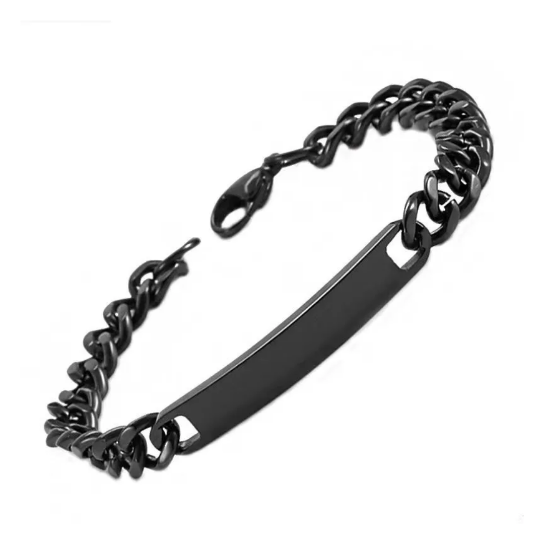 flavouredlove Customized / Personalized Stainless Steel Bracelet For Men And Women Hip Hop Cool Cuban Link Chain - Black - FLA1010