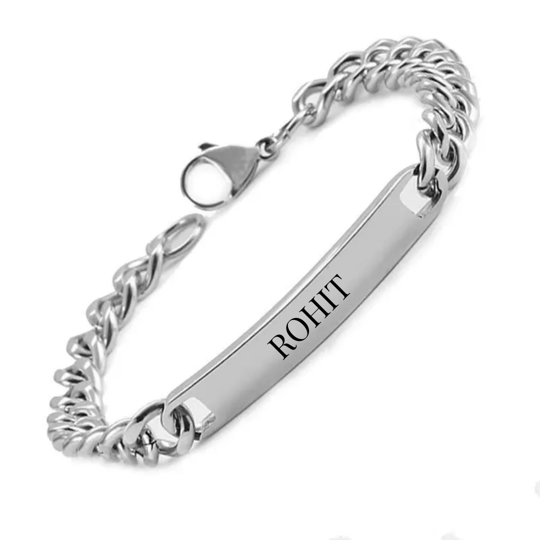 flavouredlove Customized / Personalized Stainless Steel Bracelet For Men And Women Hip Hop Cool Cuban Link Chain -Silver Color - FLA1011