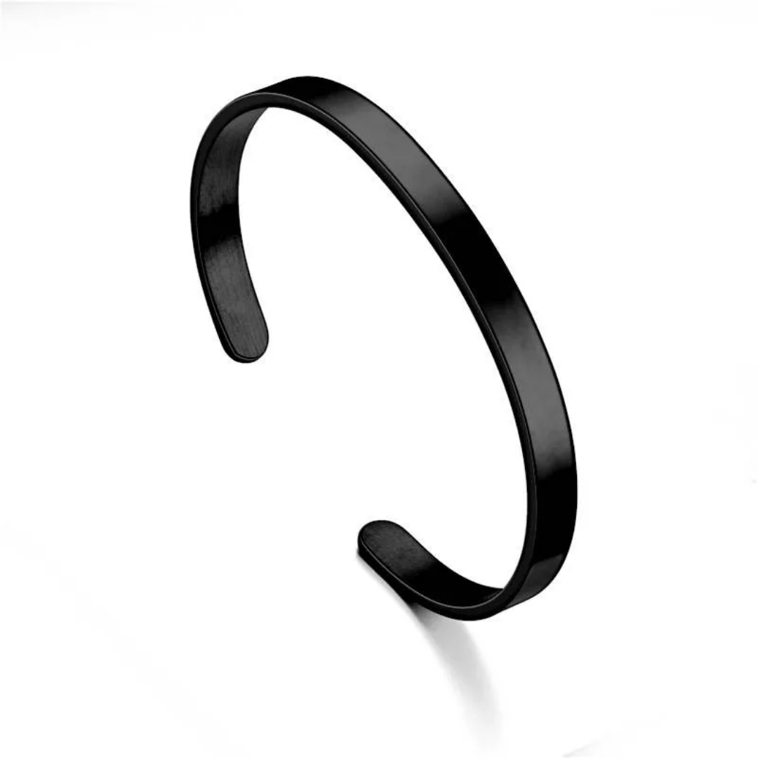 flavouredlove Customized / Personalized 6mm Stainless Steel C Bracelet Titanium Steel Opening Adjustable Bracelet - Black Color - FLA1013