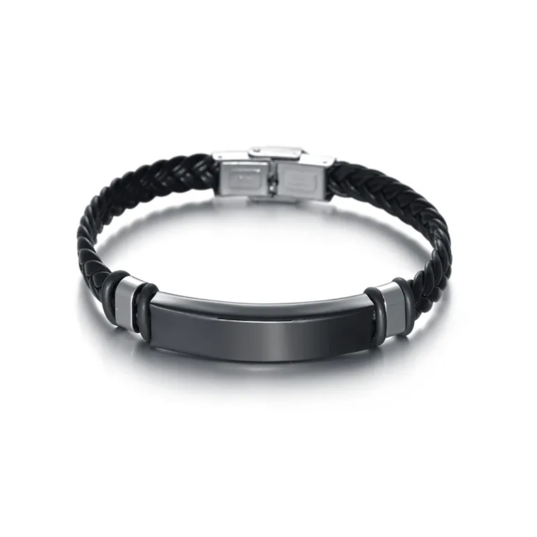 flavouredlove Customized / Personalized Streetwear Solid Color Stainless Steel Plating Men's Braclet Bangle - Black Color - FLA1017