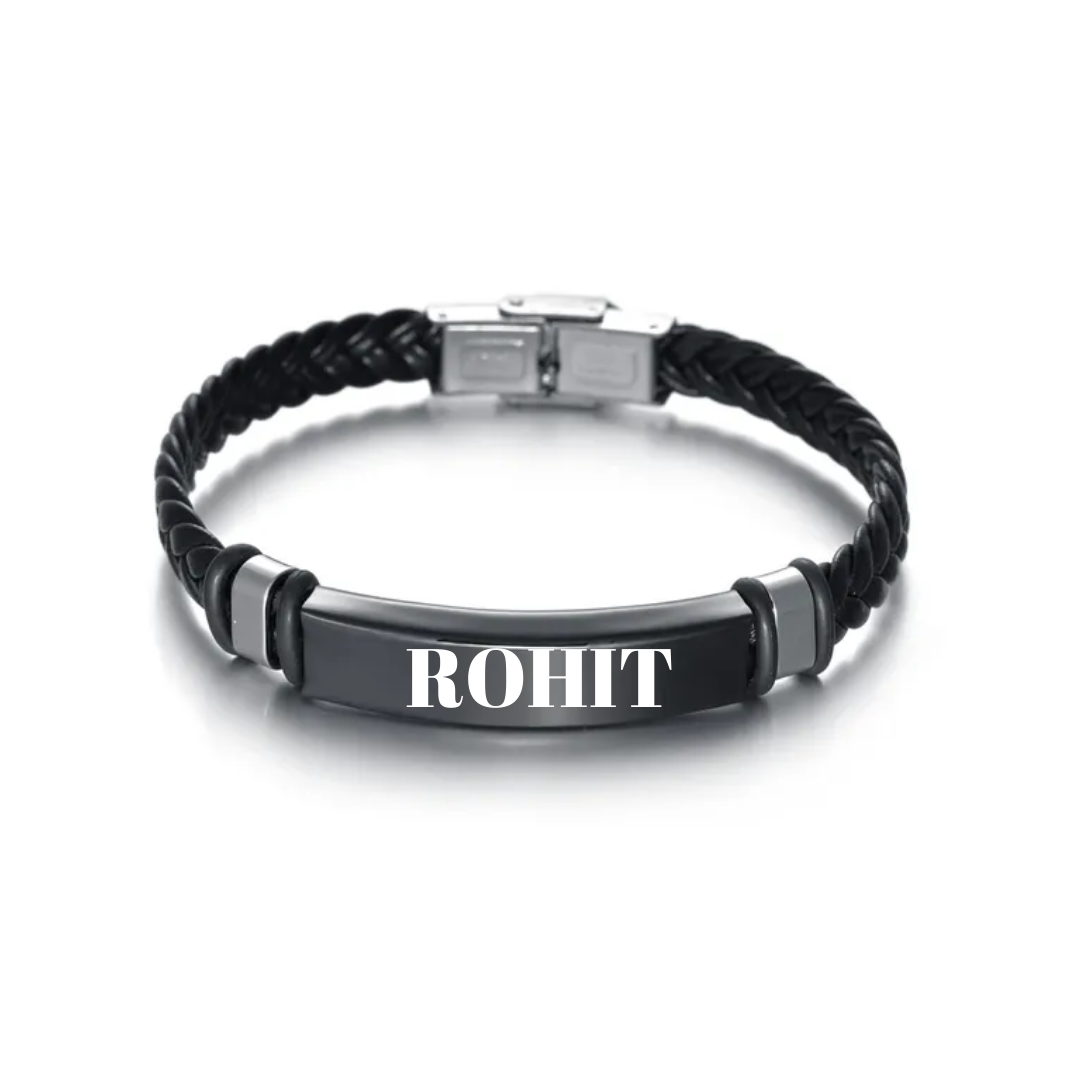 flavouredlove Customized / Personalized Streetwear Solid Color Stainless Steel Plating Men's Braclet Bangle - Black Color - FLA1017