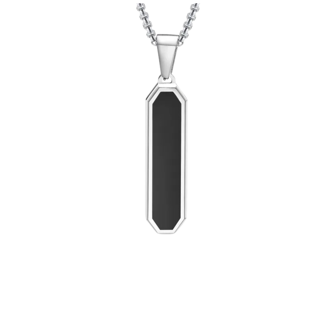 flavouredlove Customized / Personalized Stainless Steel Simple Style Epoxy Three-dimensional Square Pendant Necklace - Silver Color - FLA1018