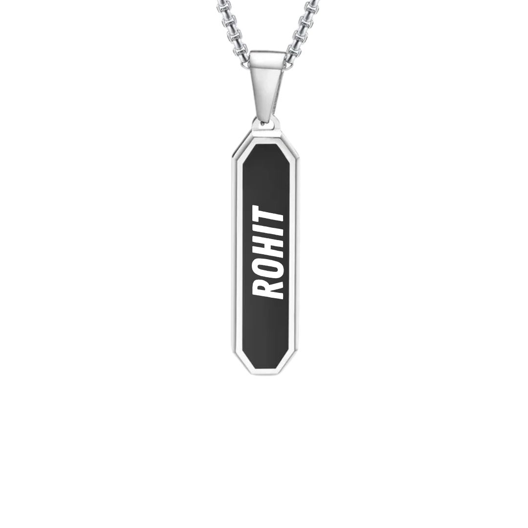 flavouredlove Customized / Personalized Stainless Steel Simple Style Epoxy Three-dimensional Square Pendant Necklace - Silver Color - FLA1018