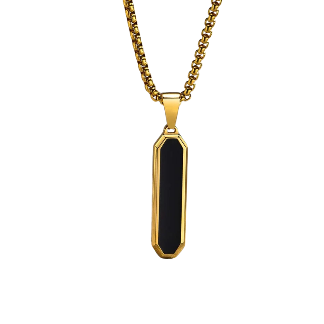flavouredlove Customized / Personalized Stainless Steel Simple Style Epoxy Three-dimensional Square Pendant Necklace - Gold Color - FLA1019
