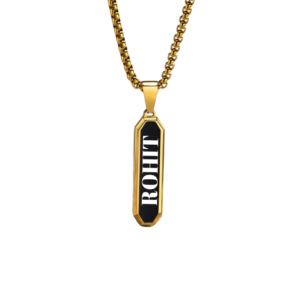flavouredlove Customized / Personalized Stainless Steel Simple Style Epoxy Three-dimensional Square Pendant Necklace - Gold Color - FLA1019
