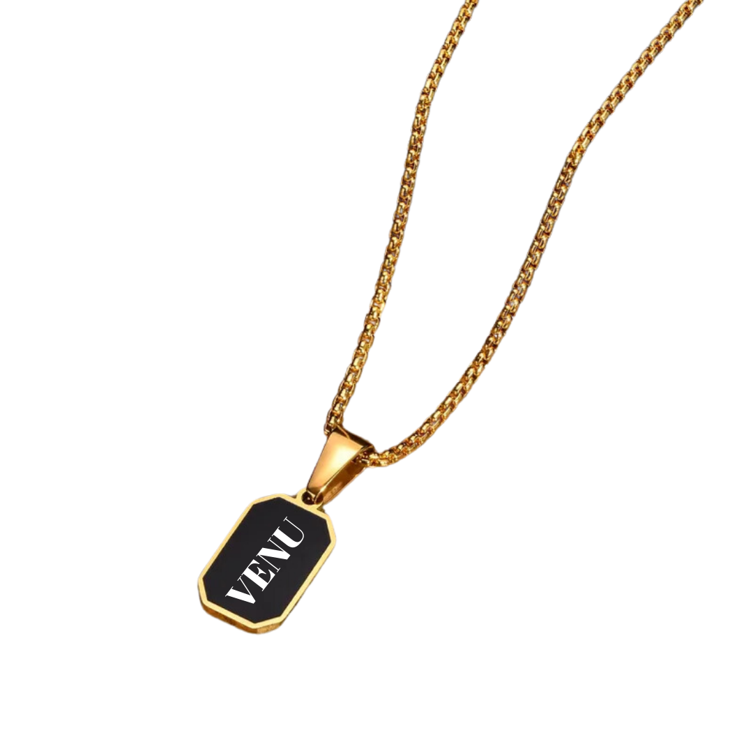 flavouredlove Customized / Personalized Simple Style Geometric Stainless Steel Polishing 18K Gold Plated Unisex Pentent Chain - Gold Color - FLA1022