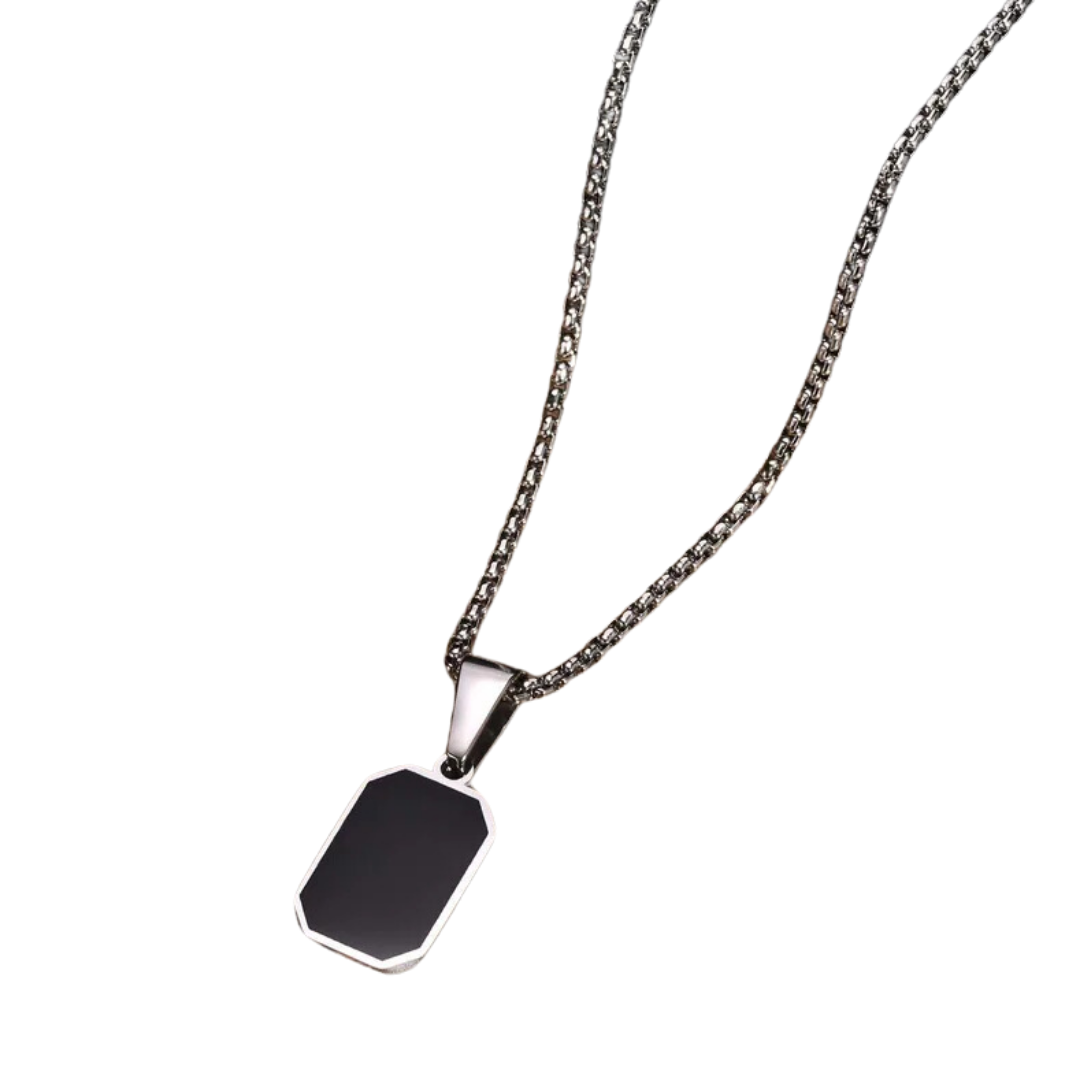 flavouredlove Customized / Personalized Simple Style Geometric Stainless Steel Polishing 18K Gold Plated Unisex Pentent Chain - Silver Color - FLA1023