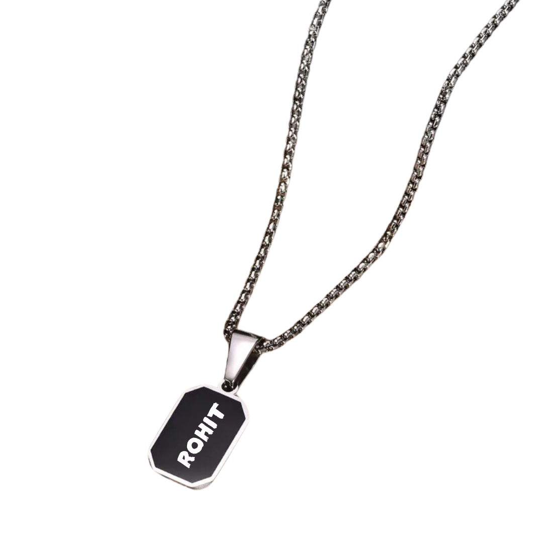 flavouredlove Customized / Personalized Simple Style Geometric Stainless Steel Polishing 18K Gold Plated Unisex Pentent Chain - Silver Color - FLA1023