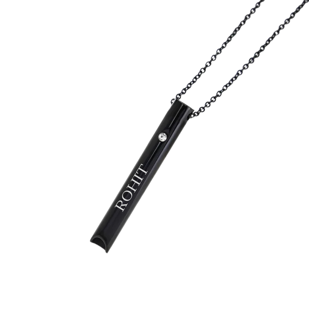 flavouredlove Customized / Personalized Samma-sati Adjustable Pendant Whistle Necklace - Black - FLA1033
