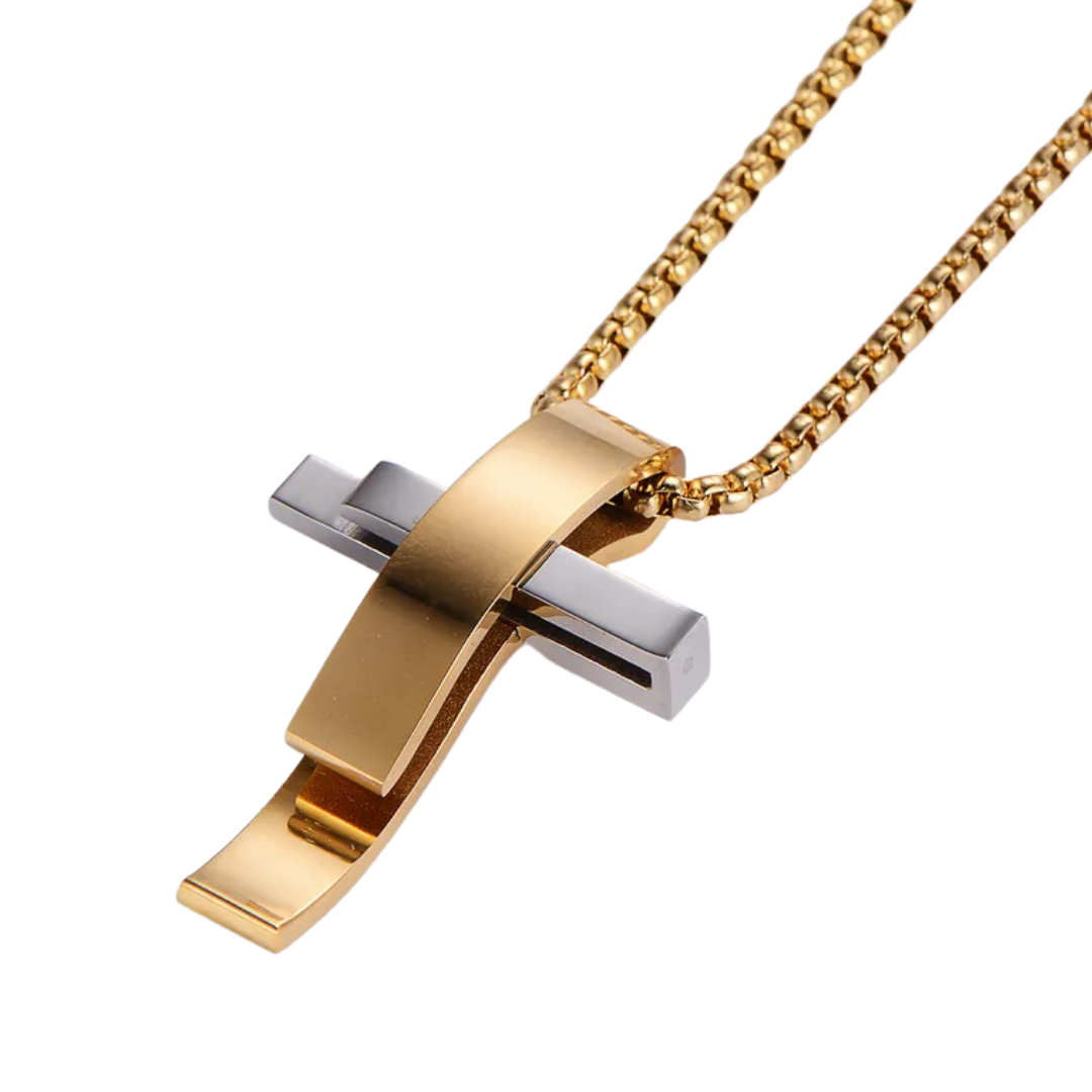 flavouredlove Customized / Personalized Hip-Hop Streetwear Cross Stainless Steel Unisex pentent chain - Gold - FLA1037