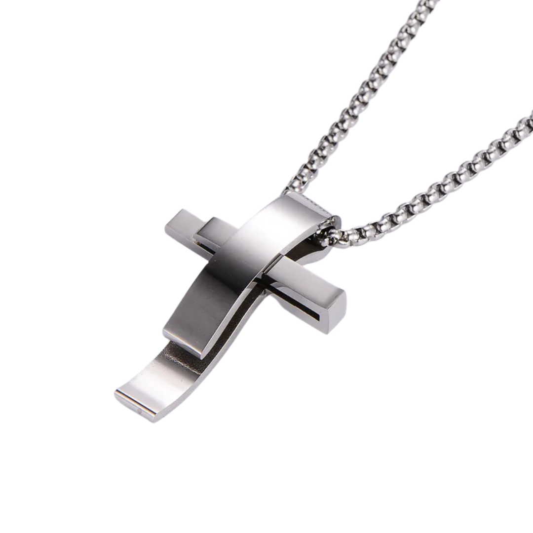 flavouredlove Customized / Personalized Hip-Hop Streetwear Cross Stainless Steel Unisex pentent chain - Silver - FLA1038