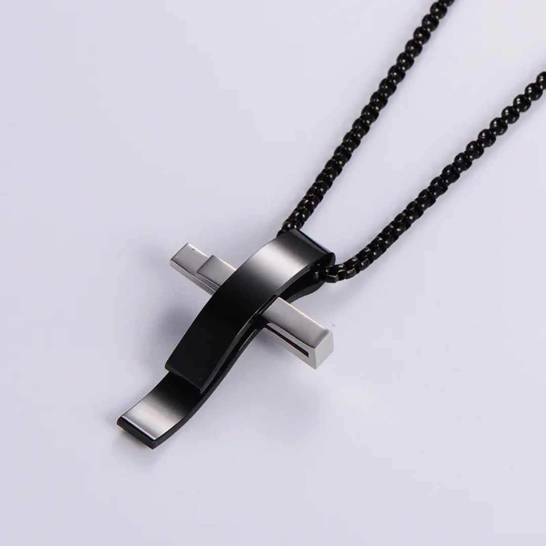 flavouredlove Customized / Personalized Hip-Hop Streetwear Cross Stainless Steel Unisex pentent chain - Black - FLA1039