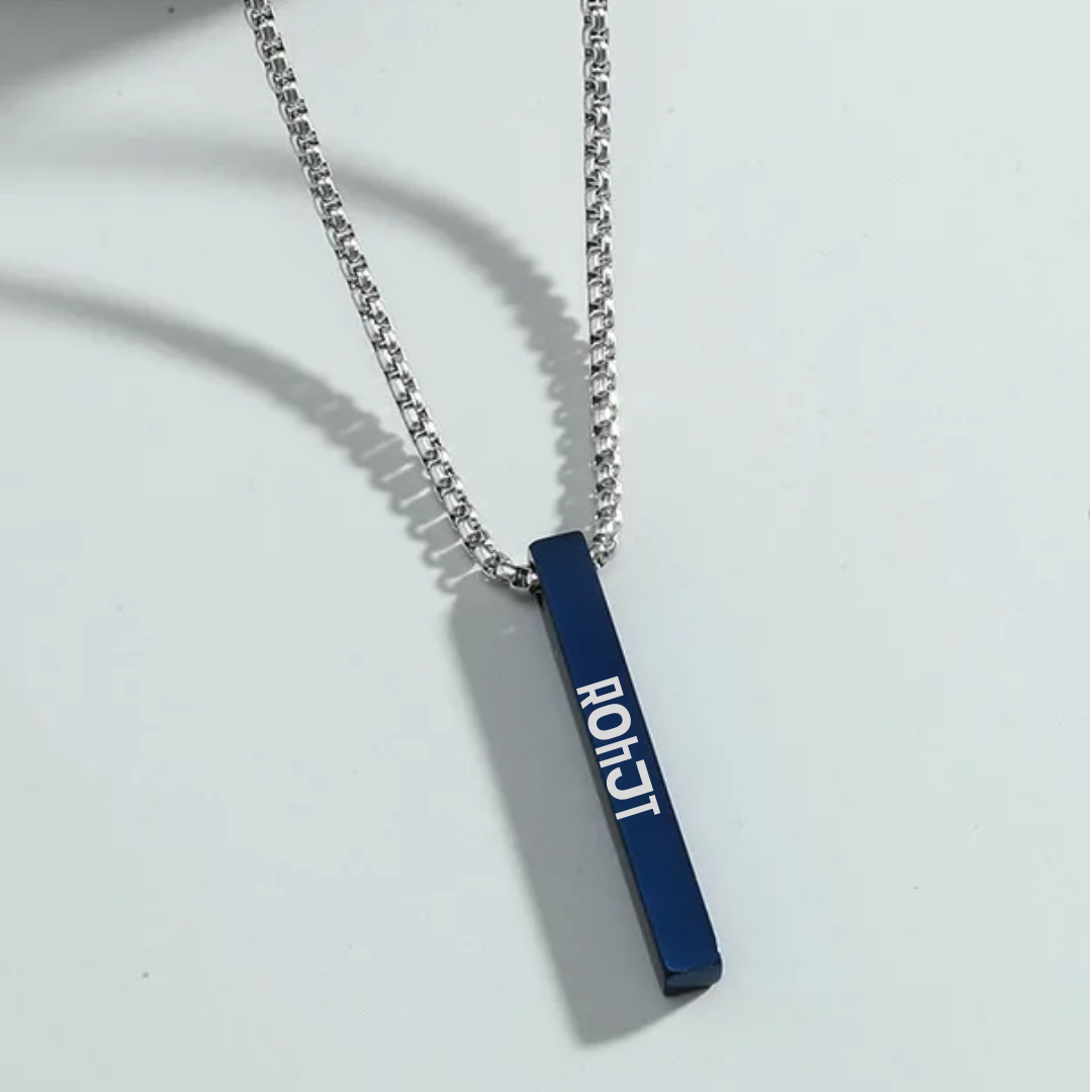flavouredlove Customized / Personalized Cuboid Pendent Chain - Blue - FLA1040
