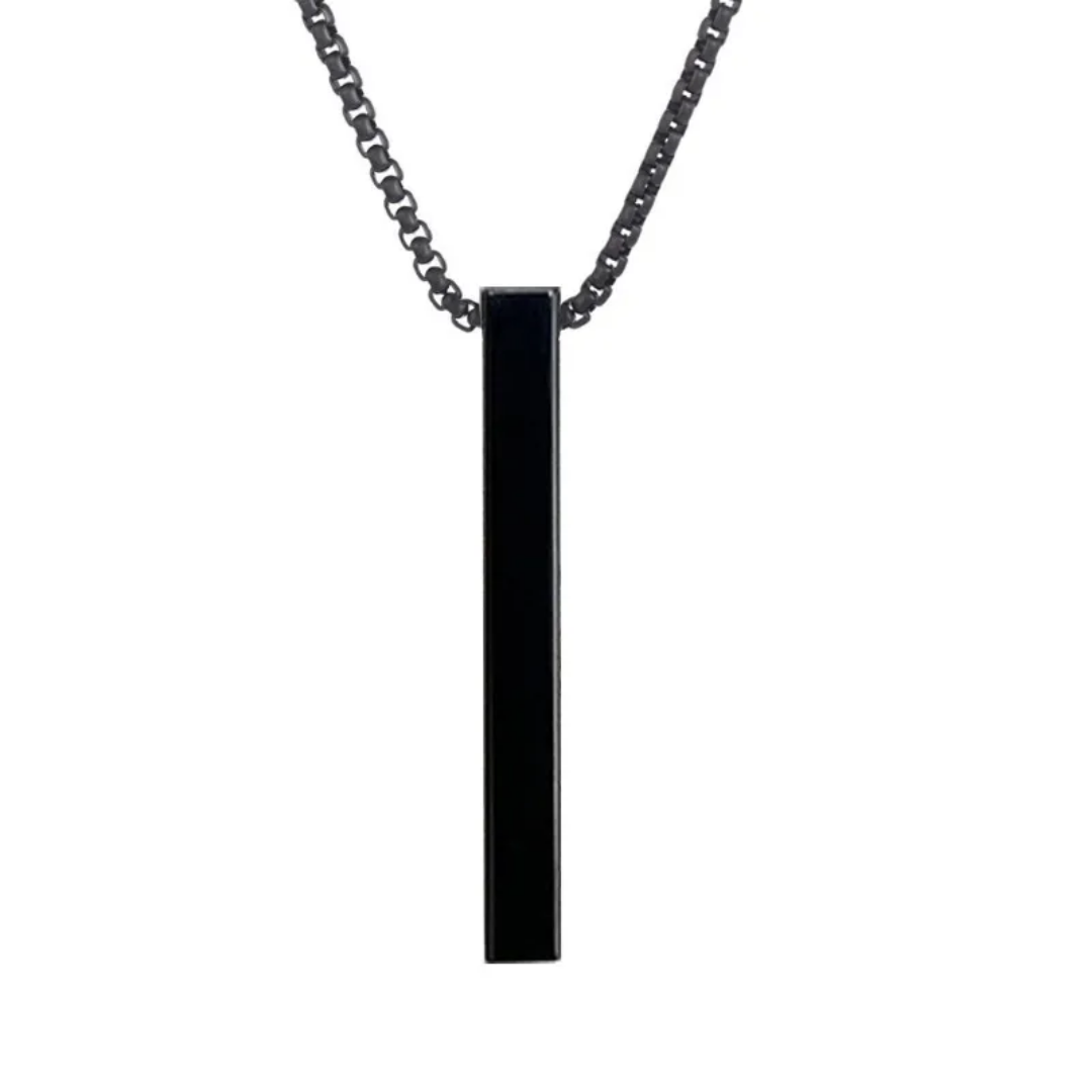 flavouredlove Customized / Personalized Cuboid Pendent Chain - Black - FLA1041