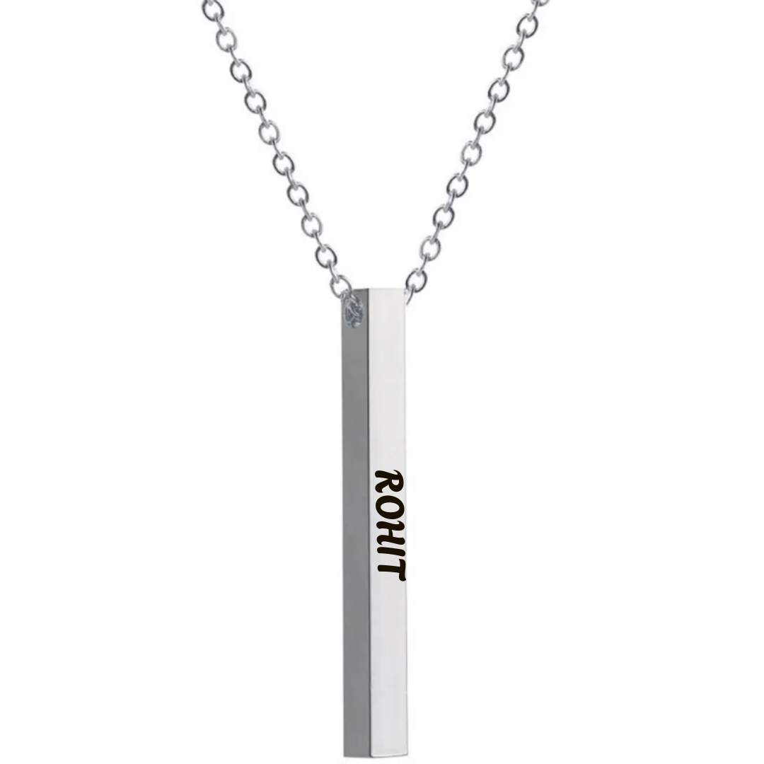 flavouredlove Customized / Personalized Cuboid Pendent Chain - Silver - FLA1042
