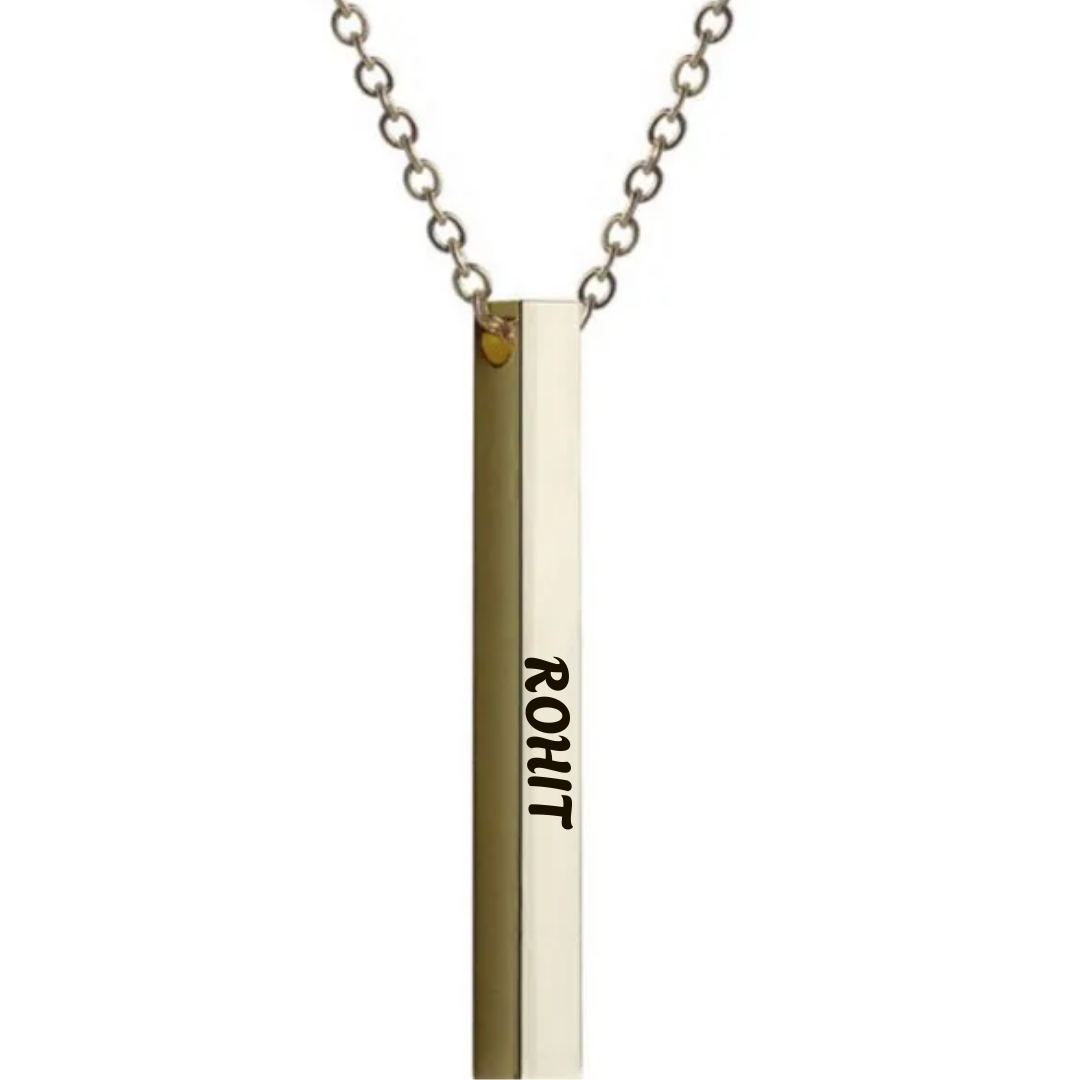 flavouredlove Customized / Personalized Cuboid Pendent Chain - Gold - FLA1043