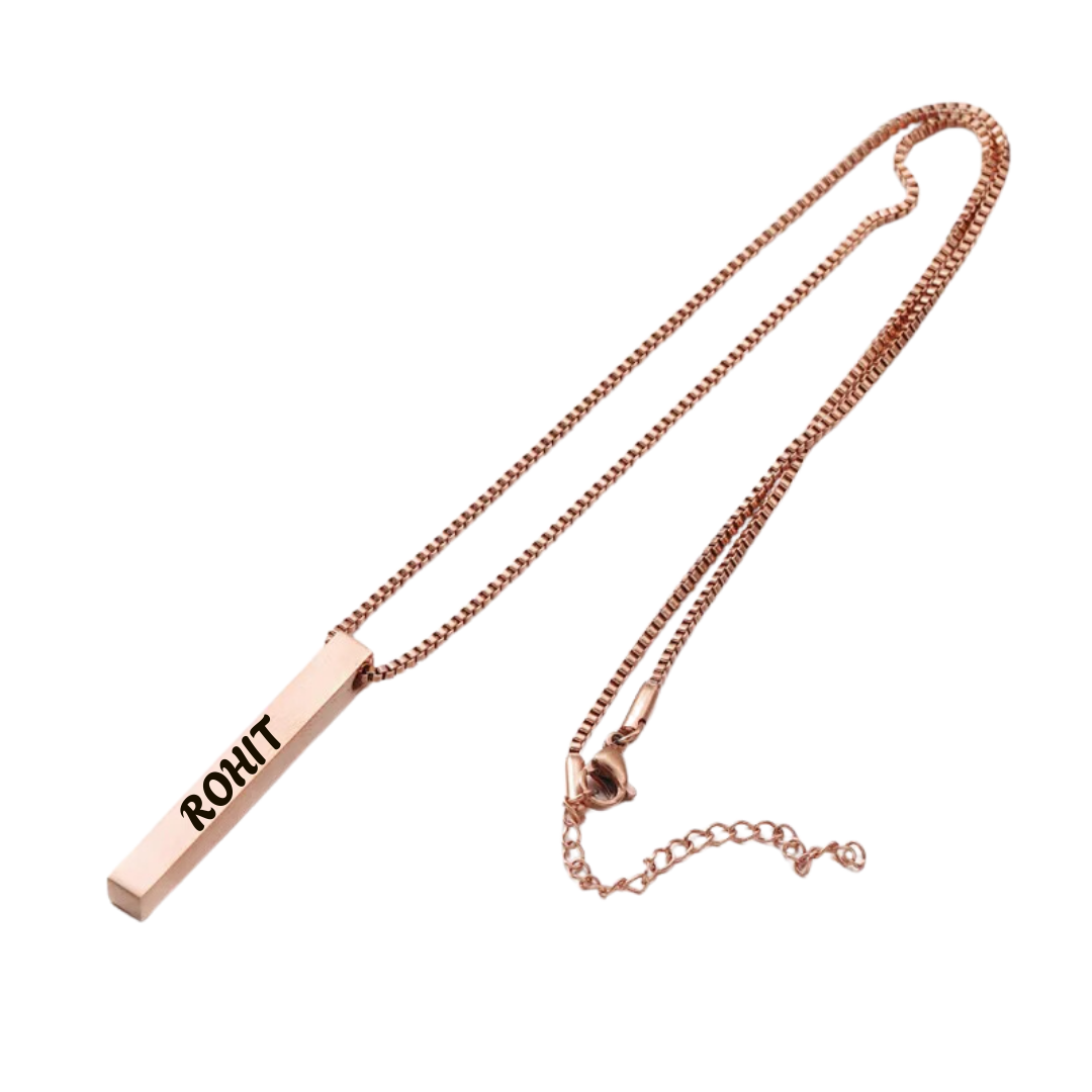 flavouredlove Customized / Personalized Cuboid Pendent Chain - Rose Gold - FLA1044