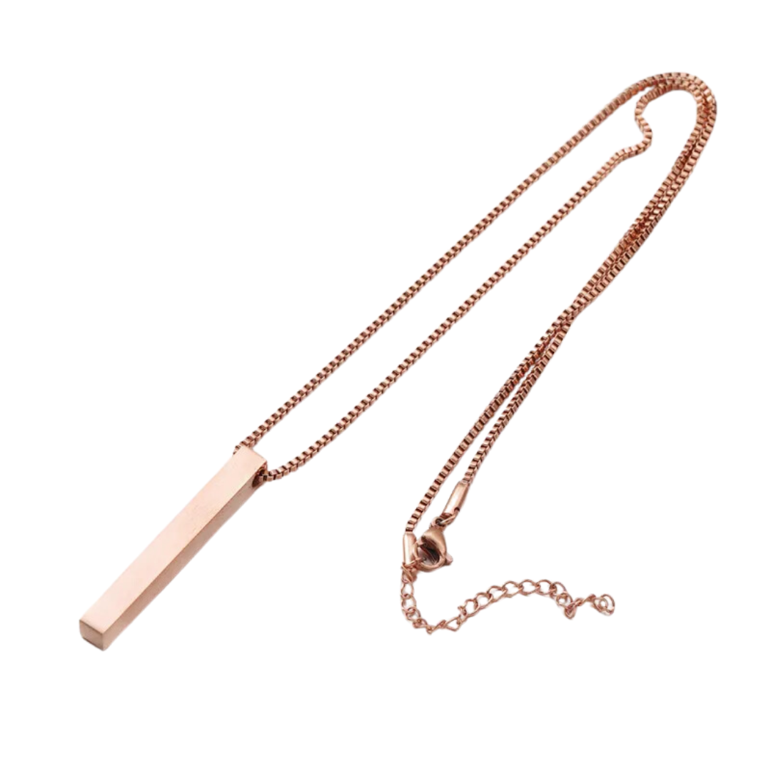 flavouredlove Customized / Personalized Cuboid Pendent Chain - Rose Gold - FLA1044