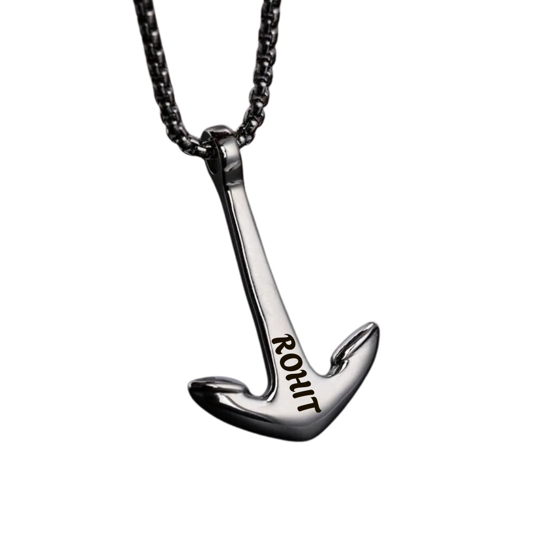 flavouredlove Customized / Personalized  Simple Fashion Boat Anchor Style Glossy Stainless Steel Pendant Chain - FLA1045