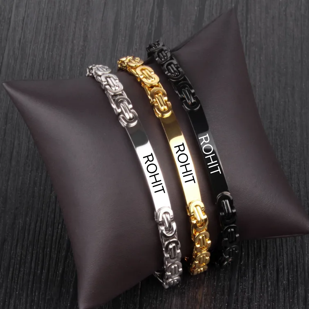 flavouredlove Customized / Personalized Original Design Geometric Stainless Steel Unisex Bracelets - Gold color - FLA1003