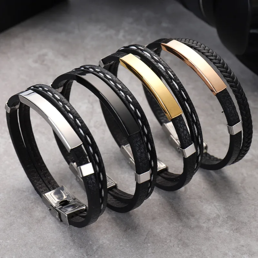 flavouredlove Customized / Personalized Fashion Geometric Stainless Steel Plating Couple Bracelets - Gold Color - FLA1005