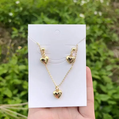 Wholesale Jewelry Simple Style Classic Style Heart Shape Copper 18K Gold Plated Polishing Jewelry Set