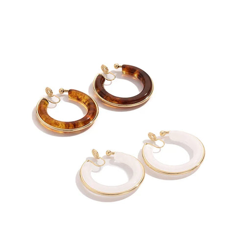 Retro Amber Colored Hoop Earrings No Piercing Mosquito Coil Tray Clip On Earrings High End Niche Fashion Earring Accessories