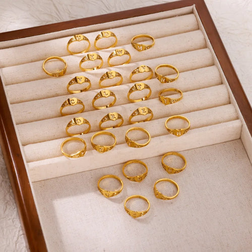 Wholesale Jewelry Casual Letter 304 Stainless Steel 18K Gold Plated Rings