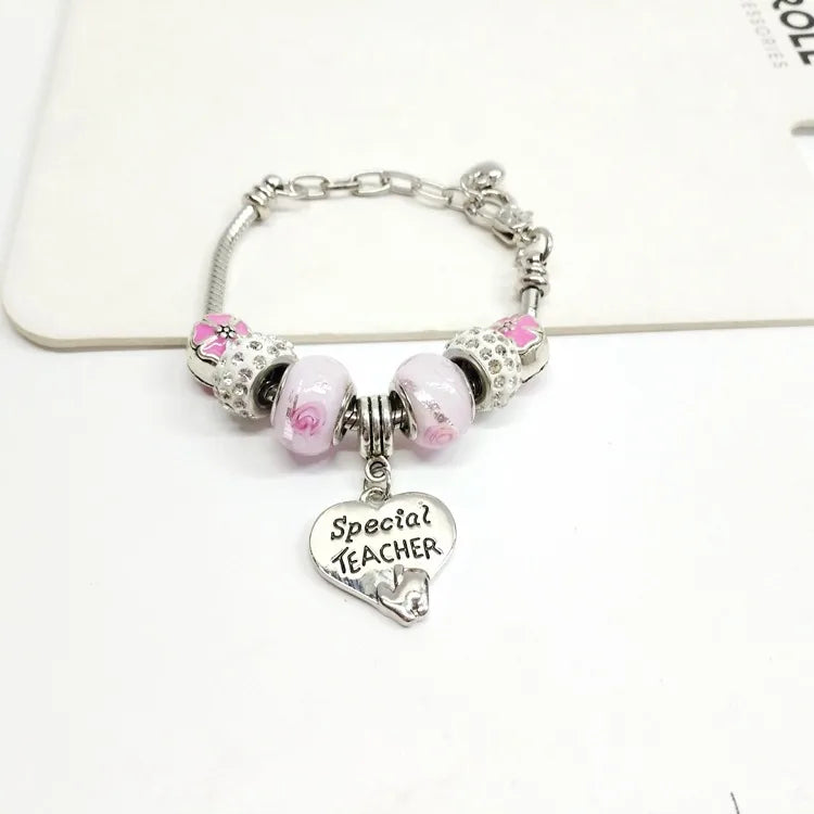 Ethnic Style Flowers Beading Bracelet for Adults with Electroplated Alloy and White Crystal Inlay
