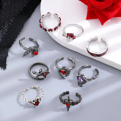Vintage Style Funny Crow Alloy Plating Women's Open Rings
