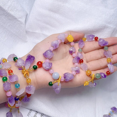 ethnic style geometric amethyst beaded bracelets