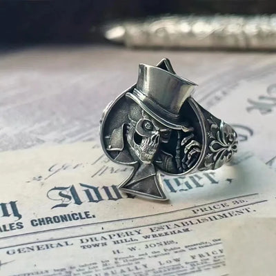 Fashionable Skull Punk Ring For Men Retro Geometric Pattern Zinc Alloy Round Craft Finger Ring Hip Hop Style Personality Accessory