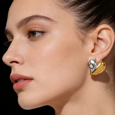 Wholesale Jewelry Vintage Style Simple Style Heart Shape 304 Stainless Steel 18K Gold Plated Jewelry Set