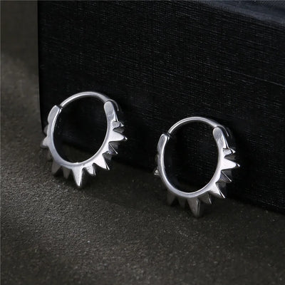 1 piece punk geometric titanium steel plating men's hoop earrings