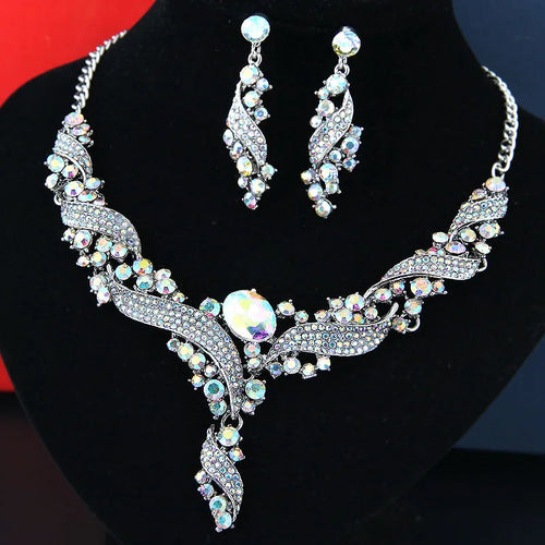 Alloy Printing Artificial Gemstones Bridal Jewelry Sets
