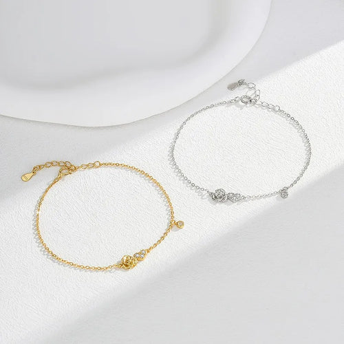 Heart Shape Bracelet for Women in 925 Sterling Silver with Gold Electroplated Finish