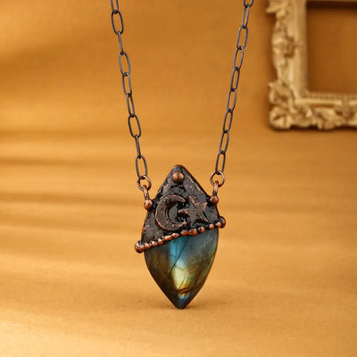Labradorite Copper Asymmetrical Irregular Handmade Asymmetrical Irregular Labradorite Pendant Necklace