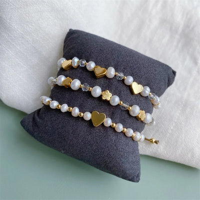 1 piece fashion heart shape freshwater pearl handmade bracelets