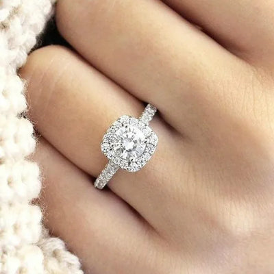 vintage white gold plated hearts and arrows simulation zircon alloy rings