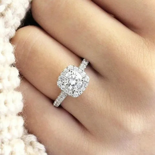 vintage white gold plated hearts and arrows simulation zircon alloy rings