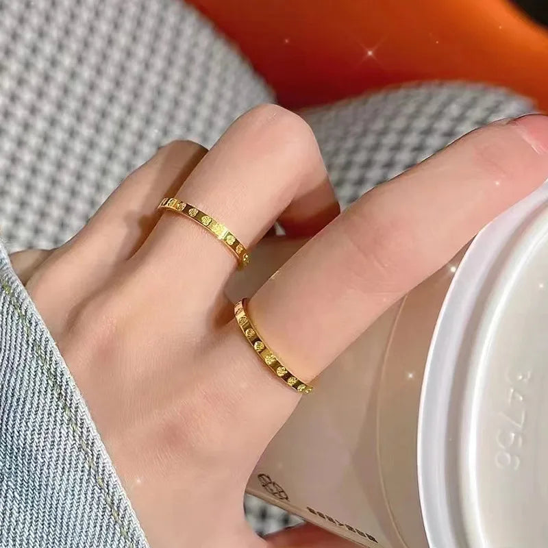 simple style heart shape titanium steel plating rings