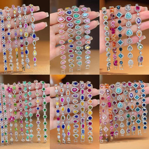 Elegant Square Waterdrop Zircon Bracelet Ultra-Shiny Versatile Design Geometric Pattern Copper Alloy Luxury Feel Women's Jewelry