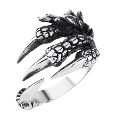 Vintage Unisex Alloy Eagle Claw Ring Open Style Dragon Claw Jewelry Punk Style Student Fashion Accessory Eight-sided Design